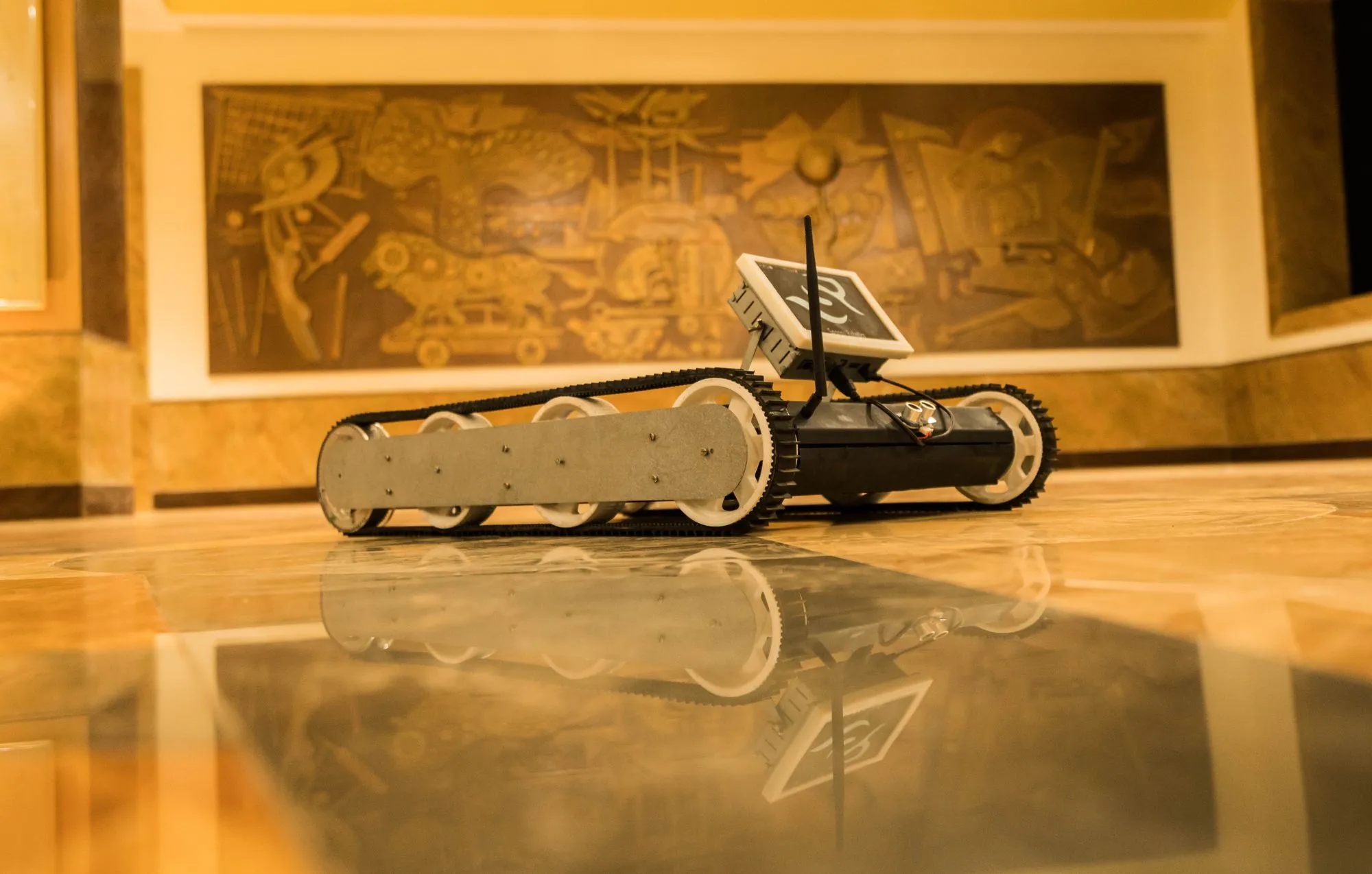Warehouse robot — towing hitch detail