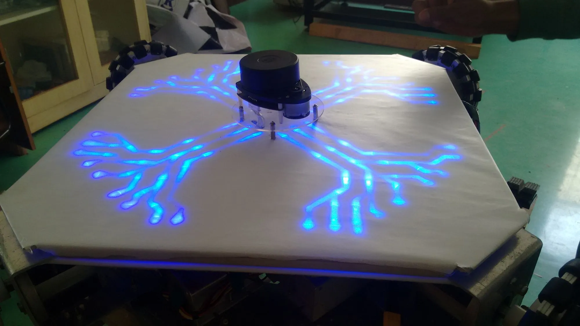 Robot in lab — side view