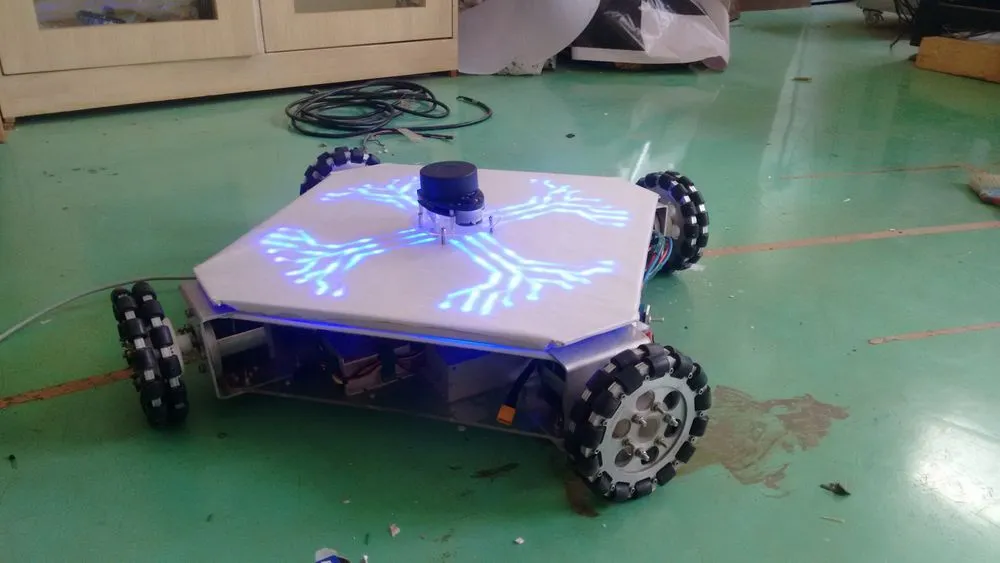 Robot in lab — top view