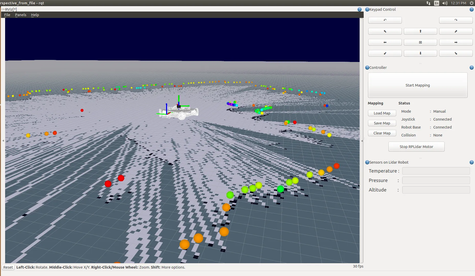 RQT GUI — map and controls panel 2