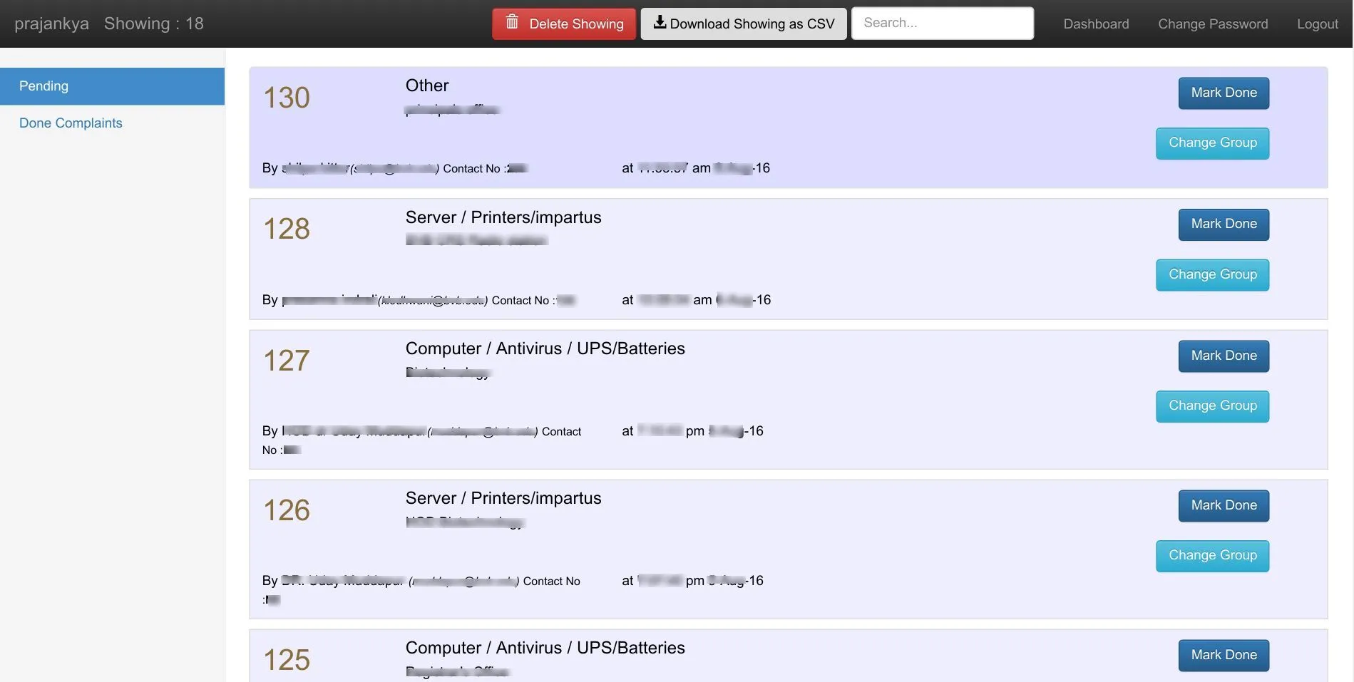 Backend resolved complaints