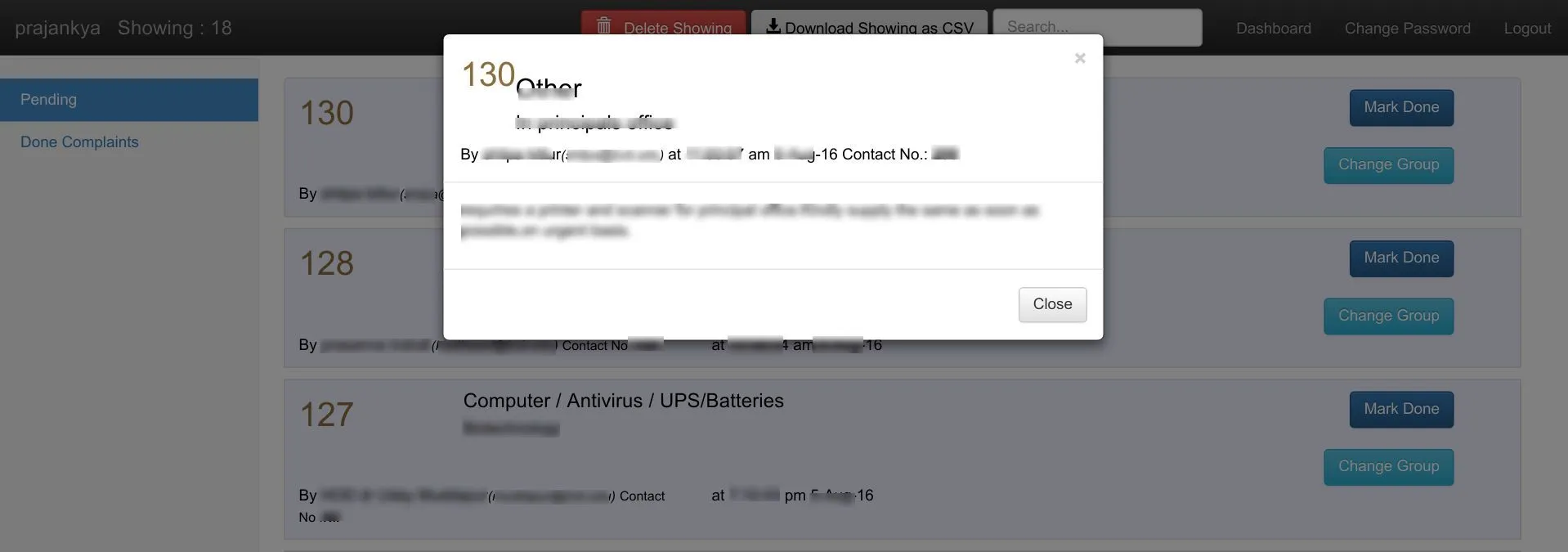 Backend search and CSV export