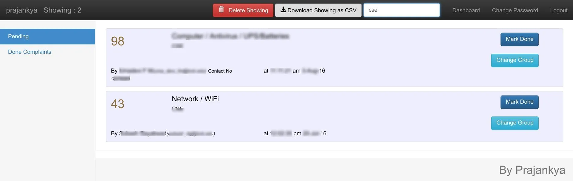 Backend event management