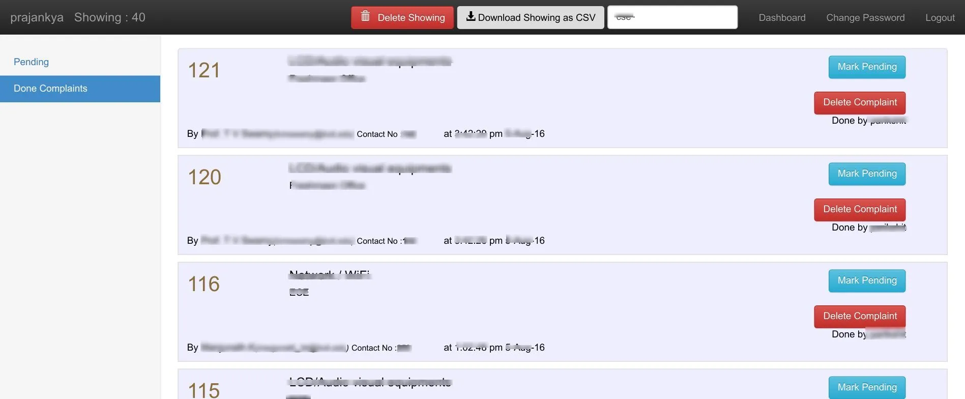 Backend noticeboard management