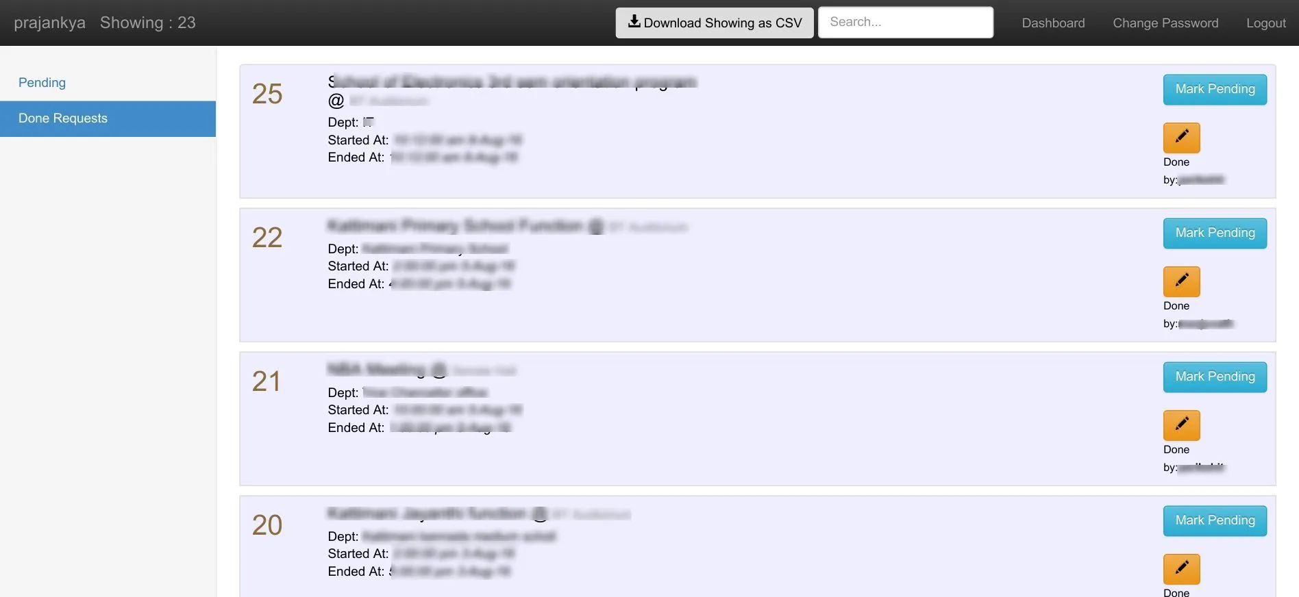 Backend settings panel