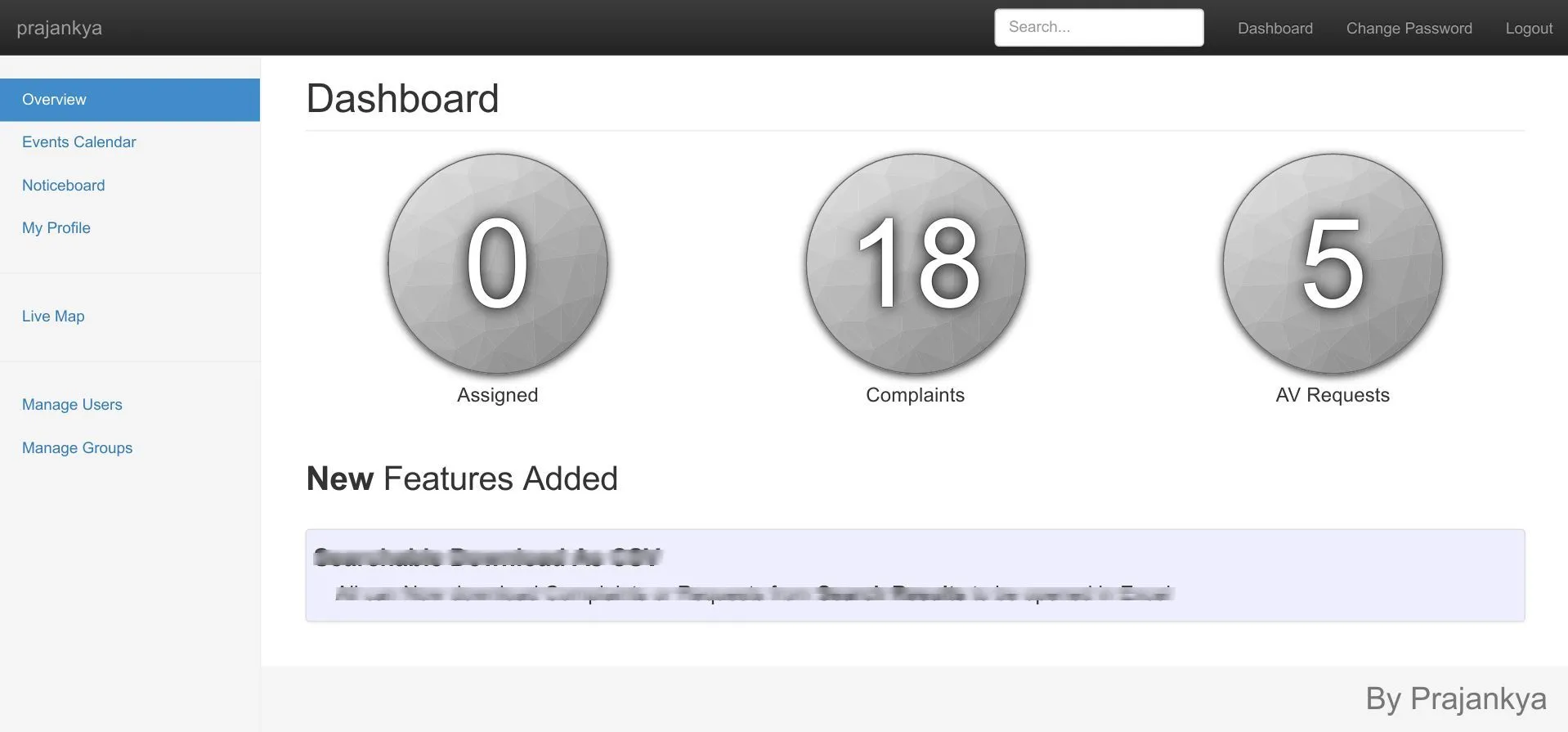 Backend complaints list view
