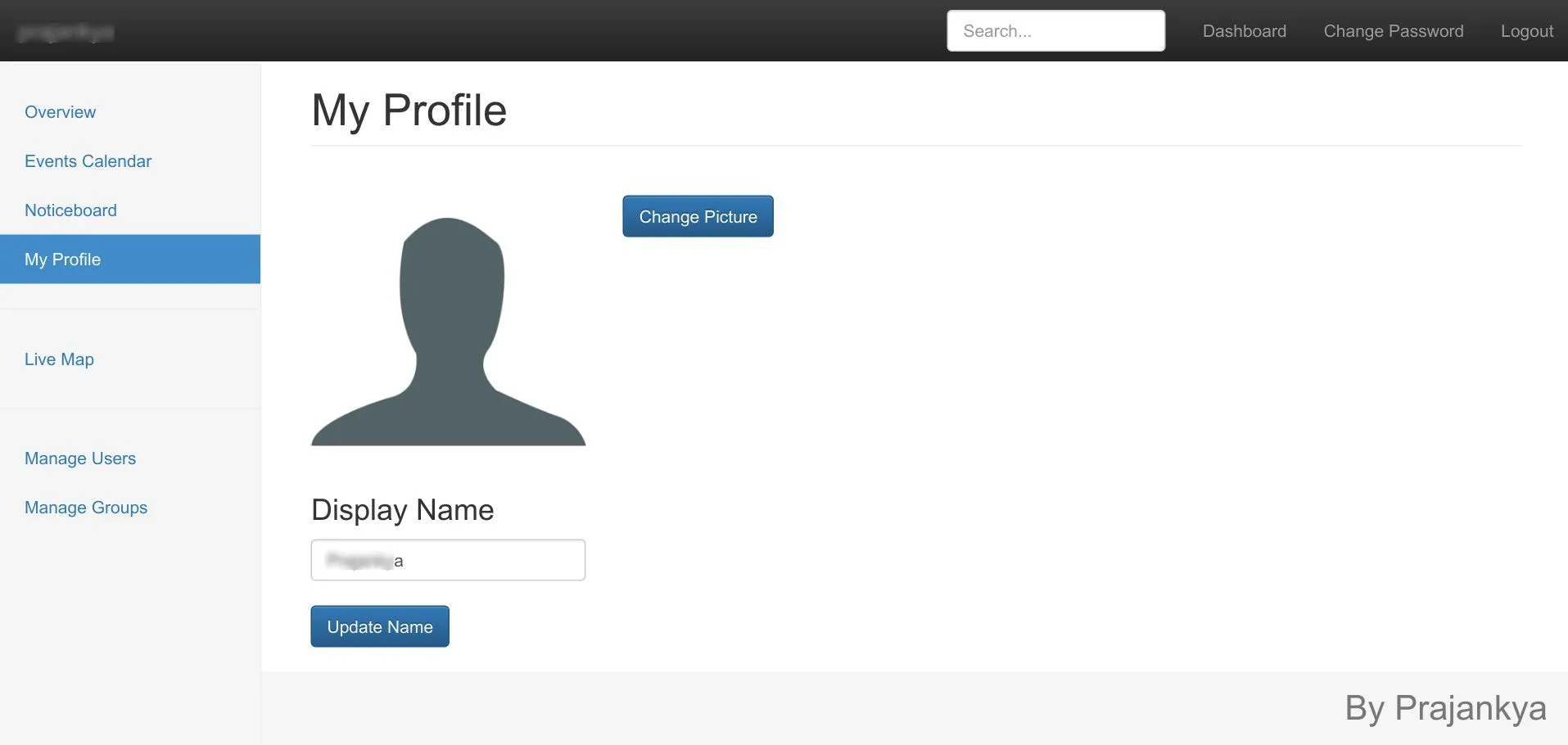 User profile page